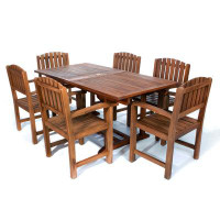 Longshore Tides Humphrey 7-Piece Twin Butterfly Leaf Teak Extension Table Dining Chair Set