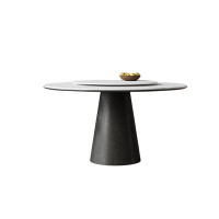 Orren Ellis Round Sintered stone dining table Solid wood modern simple dining table