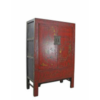 DYAG East Red Antique Chinese Chinoiserie Style Armoire