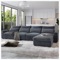 Latitude Run® Modern Large L-Shape Feather Filled Sectional Sofa, Convertible Sofa Couch