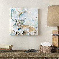 Union Rustic 'Caribou on Blue' Painting Print on Wrapped Canvas