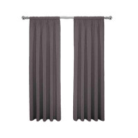 Eider & Ivory™ Modern Decorative Rod Pocket Window Curtains For Bedroom Or Living Room (Double Panel), 40" X 63", Smoke