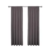 Eider & Ivory™ Modern Decorative Rod Pocket Window Curtains For Bedroom Or Living Room (Double Panel), 40" X 63", Smoke