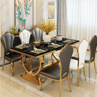 RARLON 9-Piece gold stainless steel base dining set.