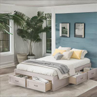 Millwood Pines Queen Size Platform Bed With 6 Storage Drawers