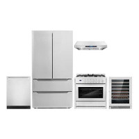 Cosmo 5 Piece Kitchen Package with French Door Refrigerator 36" Gas Range