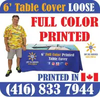 Custom Printed LOOSE Table Cover Trade Show Event Full Color In-House Dye-Sublimation Fabric Printing RE-SELLER PRICES