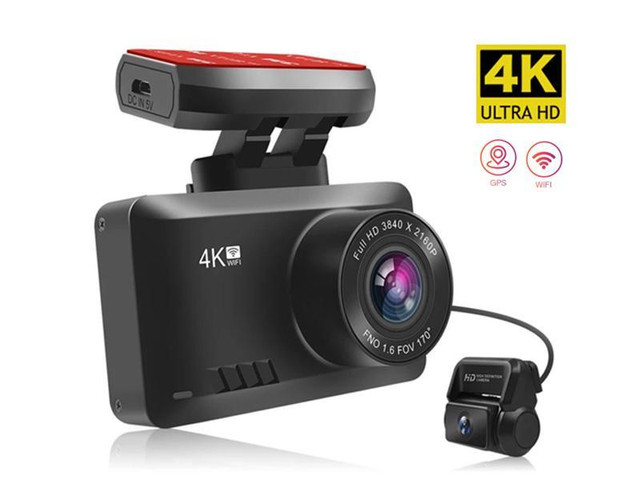 4K Dual Lens Dash Camera with GPS Track, WiFi control, 2.45 inch IPS, 170 degree wide angle, Magnet holder DVR car Camer in Security Systems