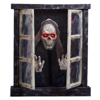 The Holiday Aisle® Halloween Window Decorations With Sound And Automatically Open, Scary Halloween Decor For Graveyard,