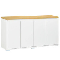SIDEBOARD CABINET, BUFFET TABLE WITH 2 DOUBLE DOOR CUPBOARDS AND ADJUSTABLE SHELVES FOR LIVING ROOM, ENTRYWAY, WHITE
