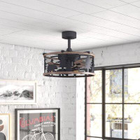 Steelside™ 21" Anya 3 - Blade Caged Ceiling Fan with Remote Control and Light Kit Included