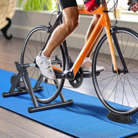 FOLDABLE INDOOR BIKE TRAINER, STATIONARY BICYCLE STAND FOR RIDING EXERCISE, 26-28 &amp; 700C WHEELS, QUICK RELEASE SKEWE