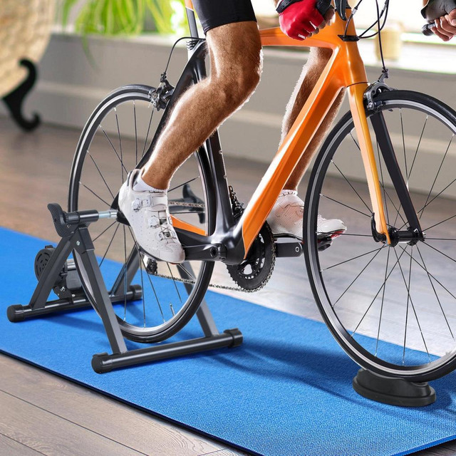 FOLDABLE INDOOR BIKE TRAINER, STATIONARY BICYCLE STAND FOR RIDING EXERCISE, 26-28 &amp; 700C WHEELS, QUICK RELEASE SKEWE in Exercise Equipment