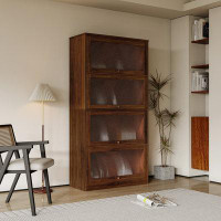 Ebern Designs Contemporary Office Cabinet With Glass Doors & Low Height - Perfect Bookcase, Dustproof, Against Wall, Com