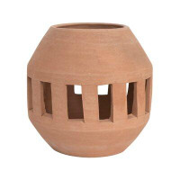 Gracie Oaks Handmade Terra-Cotta Planter/Candle Holder With Cut-Outs