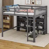 Cosmic Full Size Loft Bed with 8 Open Storage Shelves