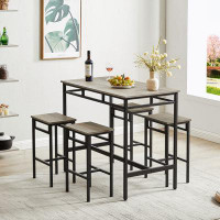 17 Stories Bar table Dinging table set with high stools, structural strengthening