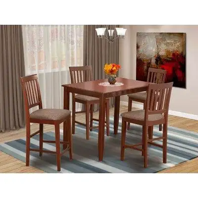 Rosalind Wheeler Fauntleroy 5 - Piece Counter Height Rubberwood Solid Wood Dining Set