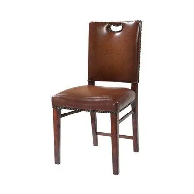 Theodore Alexander Campaign Leather Side Chair Dining Chair