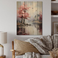 Red Barrel Studio Izie Romantic Landscape Shades Of Pink Blue I On Wood Print