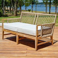 Rosecliff Heights Camejo Outdoor Teak Loveseat with Cushions