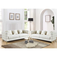 Mercer41 American Minimalist Style Teddy Upholstered Sofa Set With Solid Wood And Plywood Frame For Living Room