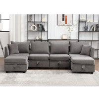 Latitude Run® -seat Grey Modular Sectional Sofa: Convertible Couch With Storage, Versatile For Living Room Decor