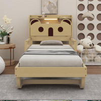 Trinx Full Size Car Bed With Bear-Shaped Headboard, USB And LED