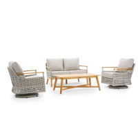 Winston August 4-pc Motion Loveseat Patio Seating Set (2 Swivel Glider Lounge Chair, Loveseat, Coffee Table)