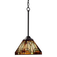 Vinplus Tiffany Pendant Lighting For Kitchen Island Fixture 8" Wide Victorian Vintage Rustic Style Amber Brown Stained G