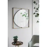 Ebern Designs 32X1x32" Poppy Mirror With Gold Metal Frame Contemporary Design For Bathroom