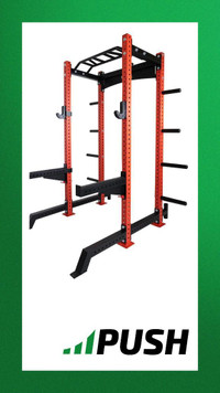 Commercial Grade Half Rack with Plate Storage Pegs, Spotter Arms, and More!