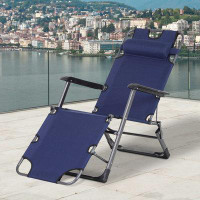 Arlmont & Co. Tanning Chair, 2-In-1 Beach Adjustable Lounge Chair & Camping Chair W/ Pillow & Pocket For Patio