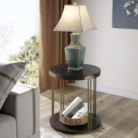 Mercer41 Enich Brass Black End Table With Iron Frame