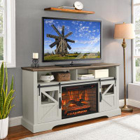 August Grove 60 Inch Electric Fireplace Entertainment Center With Door Sensor