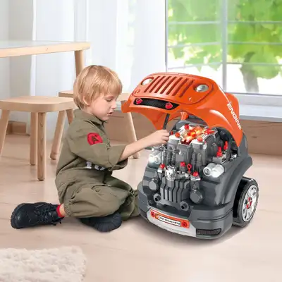 This truck engine toy set is a great way to introduce your kids to the basics of equipment maintenan...