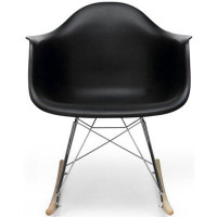 Corrigan Studio Filcho Plastic Seat Eiffel Wire Base Wood Leg Rocking Arm Chair