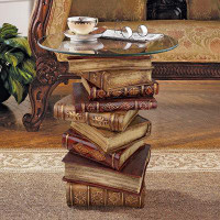BLONSKI Power Of Books Glass Top Side Table