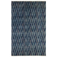 Landry & Arcari Rugs and Carpeting Chevron Handmade Rectangle 8'10" x 12'3" Wool Area Rug in Blue