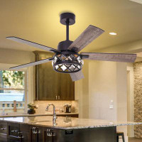17 Stories Esterley 52" 5 - Blade Crystal Ceiling Fan with Remote Control and Light Kit Included