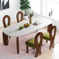ULTORU 4 - Person White Oval Sintered Stone tabletop Dining Table Set