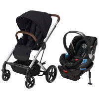 Cybex Balios S Lux Stroller & Aton 2 Infant Car Seat Travel System - Lavastone Black