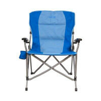 Kamp-Rite Kamp-Rite Soft Padded Folding Hard Arm Camp Chair With Cupholder, Blue (2 Pack)