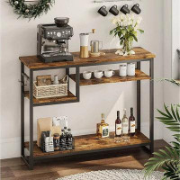 17 Stories 17 Storeys Industrial Narrow Console Table With Storage Shelves For Living Room In Rustic