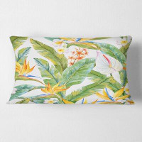 East Urban Home Tropical Foliage And Yellow Flowers II Floral Lumbar Pillow