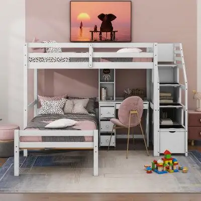 Harriet Bee Jazion Kids Twin Loft Bed with Drawers