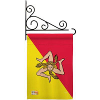 Breeze Decor Sicily - Impressions Decorative Metal Fansy Wall Bracket Garden Flag Set GS108181-BO-03
