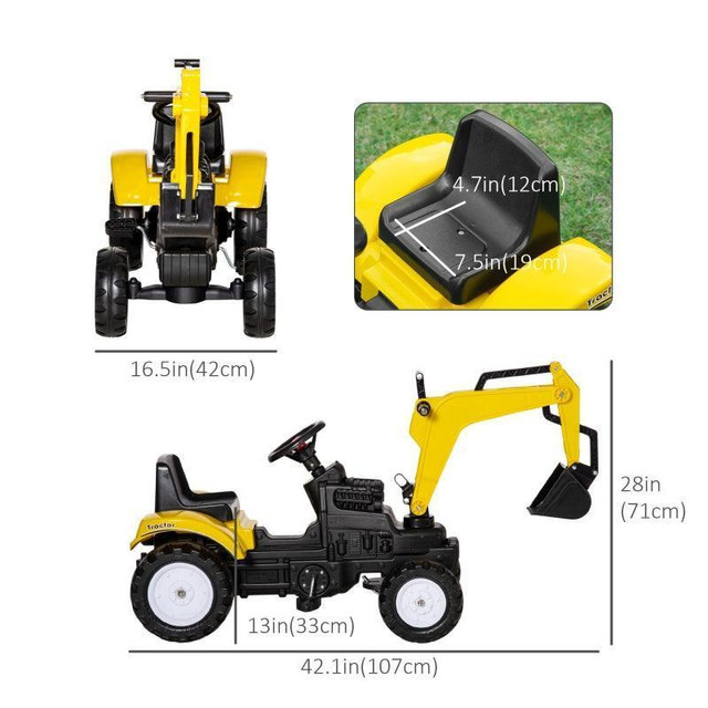 KIDS RIDE ON EXCAVATOR TOY, PEDAL TRACTOR RIDE ON TOYS, LARGER SIZE PRETEND PLAY RIDE ON EXCAVATOR FOR KIDS &amp; TODDLE in Toys & Games - Image 4