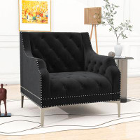 House of Hampton Jazarion Upholstered Armchair with Metal Legs and Button Tufted Back for Living Room