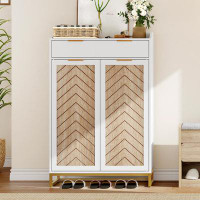 Latitude Run® Gertha 5 Tier Wood 20 Pair Shoe Storage Cabinets with Drawer